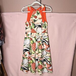 Eva Franco Mandy Pineapple Sleeveless Dress Sz 4 Anthropologie